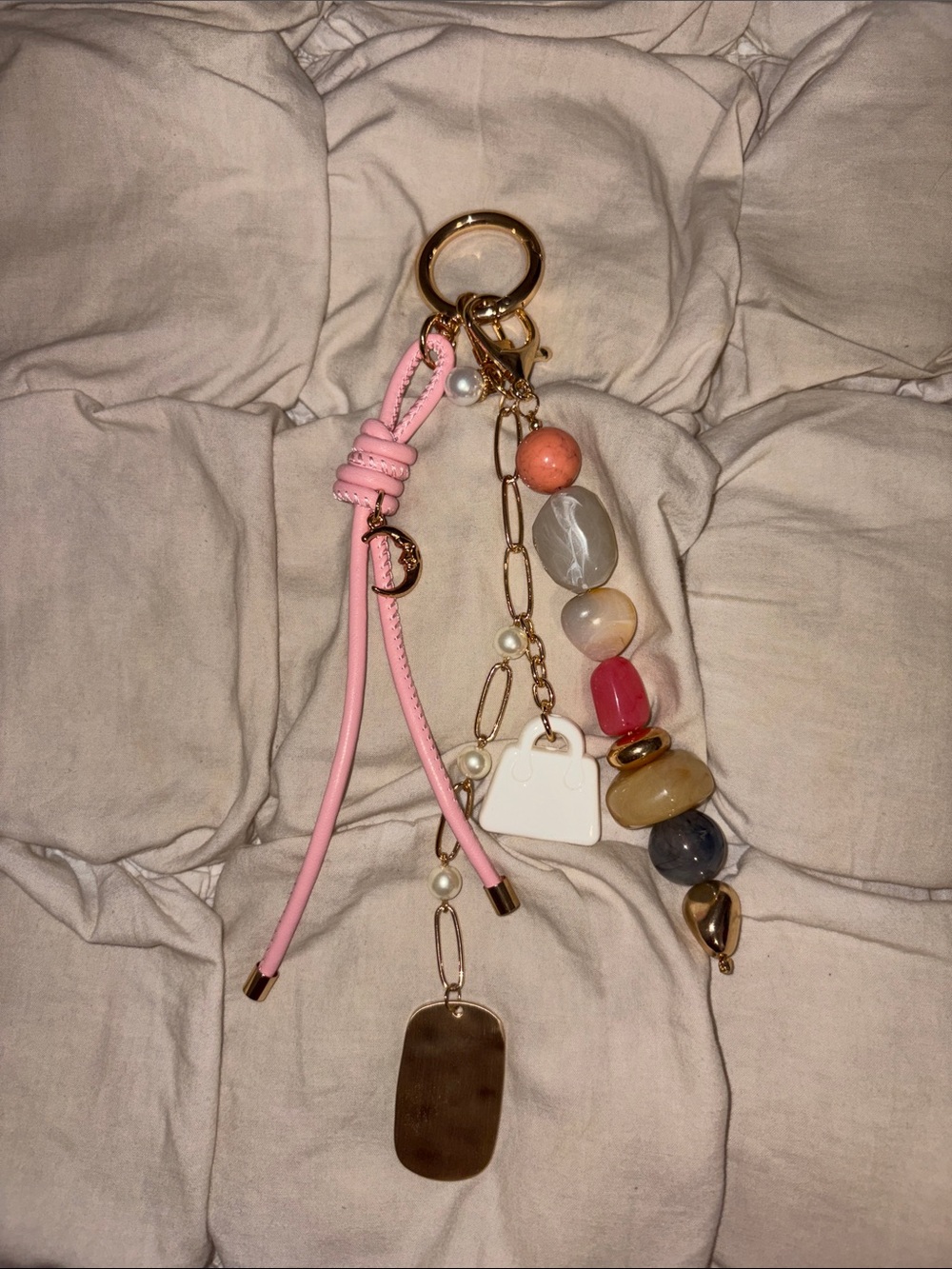 Free People Pink Cord and Handbag Charm Bag Charm Keyring